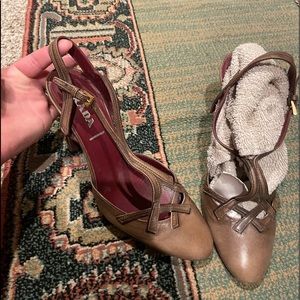 Prada leather sling back heels